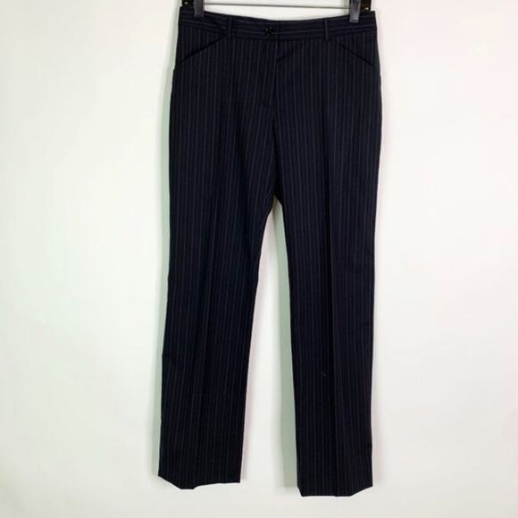 Dolce & Gabbana Dress Pants Women's 42 US 6 Wool Spandex Blend Pinstripe Black - Picture 1 of 8